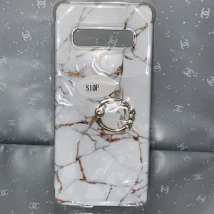 White And Gold Marble Phone Case Cover For Samsung Galaxy S10P Ring Stand Gold - Picture 1 of 4