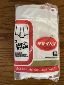 3pk Grana Briefs Underwear Size 32 White USA Cotton NOS Heat Resistant Vintage - Picture 1 of 4