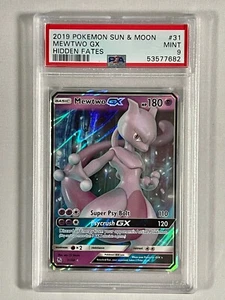 2019 Pokemon Sun & Moon Hidden Fates Full Art MEWTWO GX Shiny #31 PSA MINT 9 - Picture 1 of 3