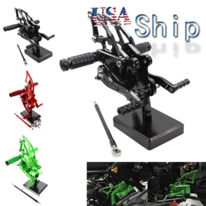 US For KAWASAKI NINJA 300/2502013 2014 2015 2016 Front Adjust Pegs Rearset Black - Picture 1 of 8