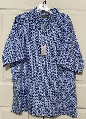 NWT Daniel Cremieux size XL blue white short sleeve button up shirt mens $85 - Image 1 of 4