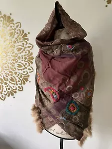 NUEVO Mantón Cachemira Cachemira Bufanda Lana Hervida Cachemira Envoltura Grande Bordado EE. UU. - Imagen 1 de 8
