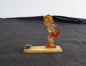 alter Erzgebirge Leuchter Engel Holz Kerzenhalter - Flachfigur - / 3 - Bild 1 von 4