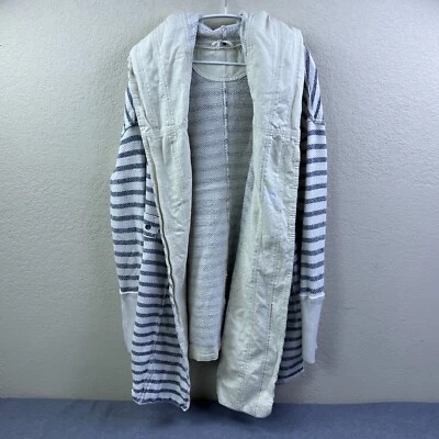 Cárdigan Chaqueta Free People Long Island a Rayas con Capucha Cuello Chal Mujer M LEER Foto 1 de 4