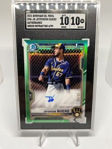 2021 Bowman Chrome Prospects Jeferson Quero 1st Green Auto 04/99 SGC 10 GM