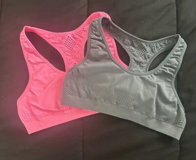 Fruit Of The Loom Girls Pink/Gray Sports Bras (2) Size 30 - Image 1 of 4
