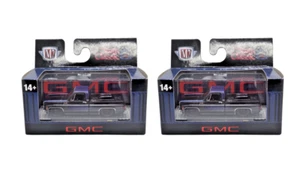 2025 M2 Machines 1976 GMC Sierra Grande 15 Black & Purple -SQUAREBODY- Set of 2 - Picture 1 of 4