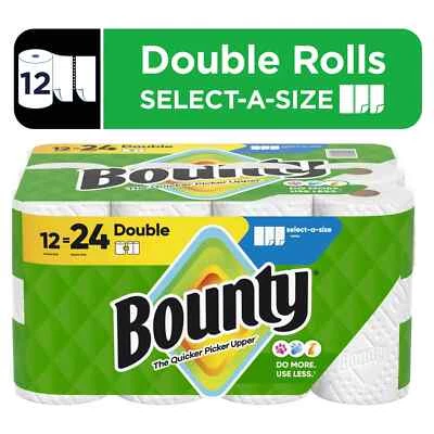 Bounty Paper Towels Select-A-Size White, 12 Double Rolls, 82 Sheets Per Roll