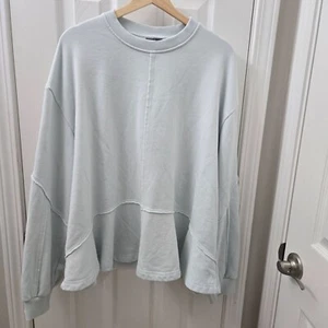 Sweaty Betty Revive Sweatshirt Damen 14 Aqua Blau Schößchen Oversized - Bild 1 von 15