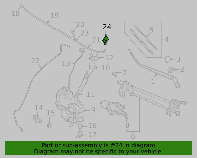 New 2019-2023 OEM Mazda 3 Left Driver-Side Windshield Washer Nozzle: DGH9-67-484 - Image 1 of 1