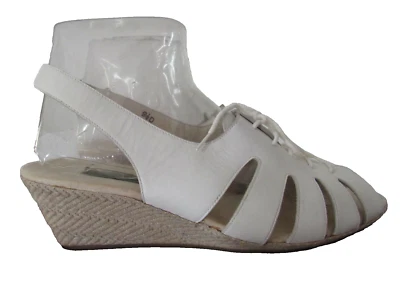 Easy Spirit White Leather Slingback Peep Toe Espadrille Wedge Sandal Size 9.5 D - Image 1 of 4