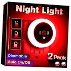 Dimmable Night Light Plug into Wall Night Light, [2Pack] Nightlight 2 Pack Red