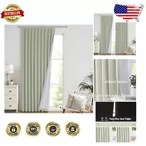 Thermal Insulated Soft Green Pinch Pleat Window Panels - Room Darkening 60x108 - Picture 1 of 9