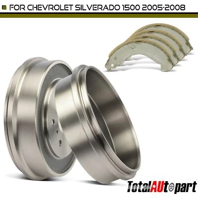 Tambor de freno + zapata de freno de cerámica para Chevrolet Silverado 1500 2005-2008 GMC trasero Foto 1 de 4