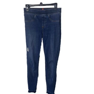 SPANX Distressed Raw Hem Skinny Pull On Denim Jeans Size S Small - Picture 1 of 9