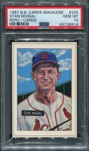 PSA 10 GEM MINT 1987 BB CARDS MAGAZINE REPLI-CARDS STAN MUSIAL #325 CARDS B215