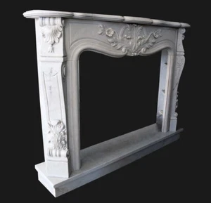 Fireplace White Marble Frame Style Classic Marble Classic Fireplace Frame - Picture 1 of 2