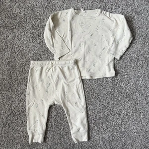 Quincy Mae Bebé 12-18 Meses Manga Larga Camisa Pantalones Conjunto Espacio Algodón Orgánico - Imagen 1 de 7