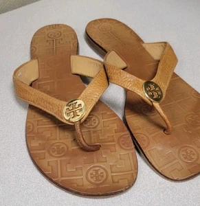 Sandalia Chanclas Tory Burch Thora MARRÓN Mujer 8 39M Charol Usada - Imagen 1 de 6