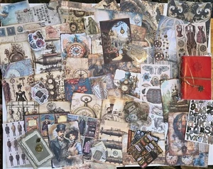 LG Steampunk Junk Journal Kit Lot Ephemera Paper Stickers Book Scrapbook Charms - Picture 1 of 13