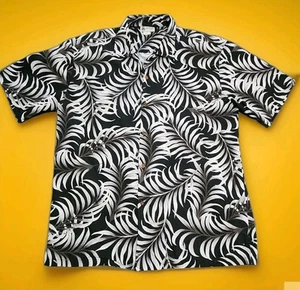 Aloha Republic Men's XL Hawaiian Shirt Black, White, Gray Allover Foral Print - Picture 1 of 4