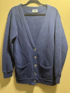 Vintage Lee Cardigan Sweater Womens Medium Blue 1960s Knit Full Fashioned - Picture 1 of 4