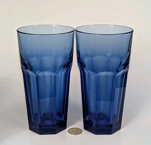 Pair 2 Libbey Duratuff Gibraltar Glasses Dusky Blue 6.25” Tall Tumblers NEW - Picture 1 of 4