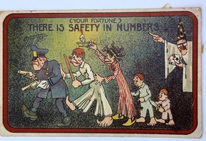 Postal de cómic de Carmichael firmada por artista de 1909 "(Tu fortuna) seguridad en números" - Imagen 1 de 2
