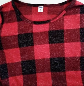 Old Navy Red Black Buffalo Check Soft  Long Sleeved Shirt Womens Medium Tall - Picture 1 of 3