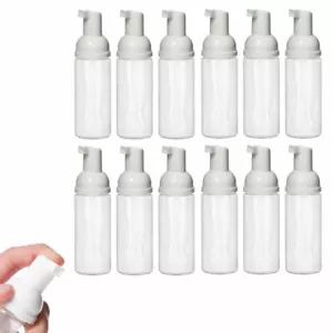 12 White Empty Foam Pump Bottles Plastic Mini Travel Soap Dispenser 50ml 1.7oz - Picture 1 of 1