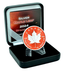 Hoja de arce de plata 2024 edición Space Red de 1 oz - Imagen 1 de 2