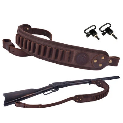 OP ORIGINAL POWER Leather Rifle Gun Sling, Padded Gun Straps Holder .308 .30/30 .357.22LR 12GA .44