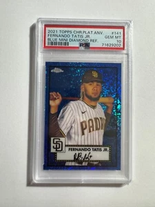 2021 Topps Chrome Platinum Anniv. Fernando Tatís Jr. Blue Mini Diamond psa 10 - Picture 1 of 2