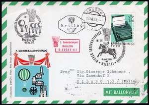 801 - Österreich - 1965 - Ballonumschlag von Wien nach Mailand - Foto 1 di 2