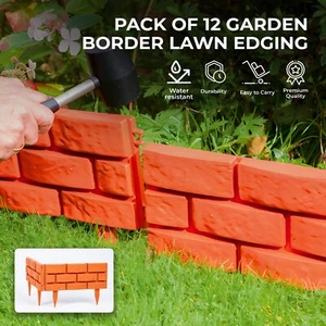 PACK OF 12 GARDEN BORDER LAWN EDGING FLEXIBLE FLOWER BED WITH LED SOLAR LIGHTS - Picture 1 of 12