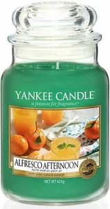 Vela de tarde Yankee Alfresco frasco grande de vidrio fragancia perfumada 150H quemado - Imagen 1 de 2