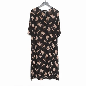 VTG Tiger 🐅 Print Black Sheer Short Sleeve Dress Coverup, Size M/L (VTG XL) - Picture 1 of 13