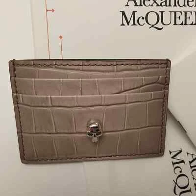 Alexander McQueen Skull Croc Embossed Leather Card Holder Ombre Light Coffee - Image 1 of 4