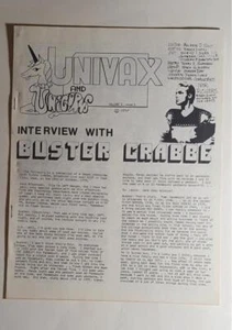 UNIVAX AND UNICORNS #1 SF FANZINE 1975 MELANIE J SOLT INTERVIEW W BUSTER CRABBE - Picture 1 of 2