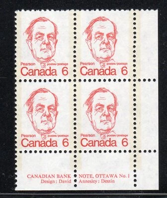 1973 Canada SC# 591 LR - Pearson - Plate # 1 Plate Block M-NH Lot # 2397 - Image 1 of 2