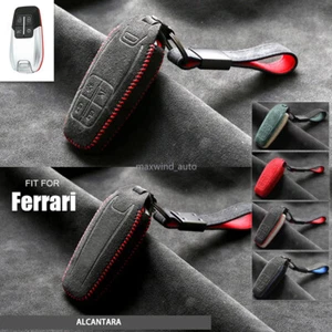 Alcantara Leather Key Fob Case Cover Shell for Ferrari 458 588 488GTB LaFerrari - Picture 1 of 27