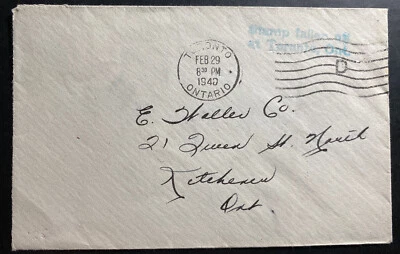 1940 Toronto Canada Cover Stamp Fallen Out - Image 1 of 2