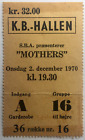 Frank Zappa Original Used Concert Ticket KB Hallen Copenhagen 2nd Dec 1970
