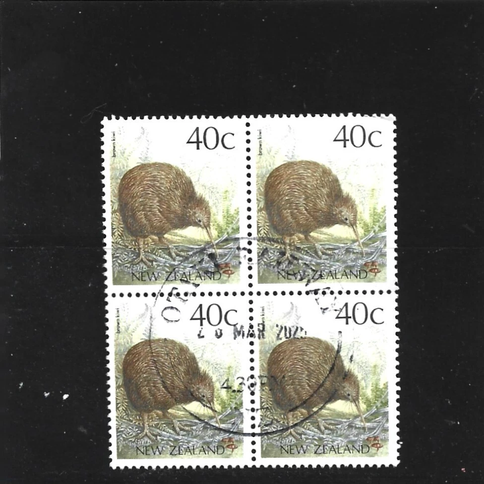 New Zealand 1998 40c Brown Kiwi Block of 4 Fine Used - Image 1 of 1