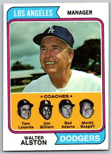 1974 Topps Walt Alston/Tom Lasorda/Jim Gilliam/Red Adams/Monty Basgall Los