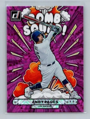 2023 Donruss #BS6 Andy Pages holo pink fireworks Bomb Squad Pink Fireworks - Image 1 of 2