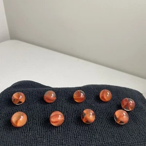 Vintage Marble King Nine Cats Eye Marbles Red Transparent Lot Different Sizes - Picture 1 of 9