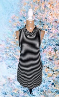 Vestido suéter tejido sin mangas CUPIO talla grande a rayas elástico para mujer negro blanco Foto 1 de 4