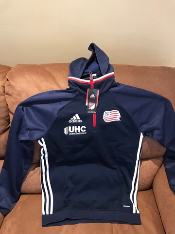 Adidas New England mls soccer Blue Travel jacket  Hoodie NWT  size Small Men's Cover