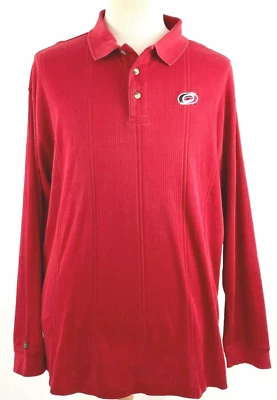 ANTIGUA Carolina Hurricanes Ribbed Polo Red Size XXL Long Sleeves Cotton Blend - Image 1 of 4